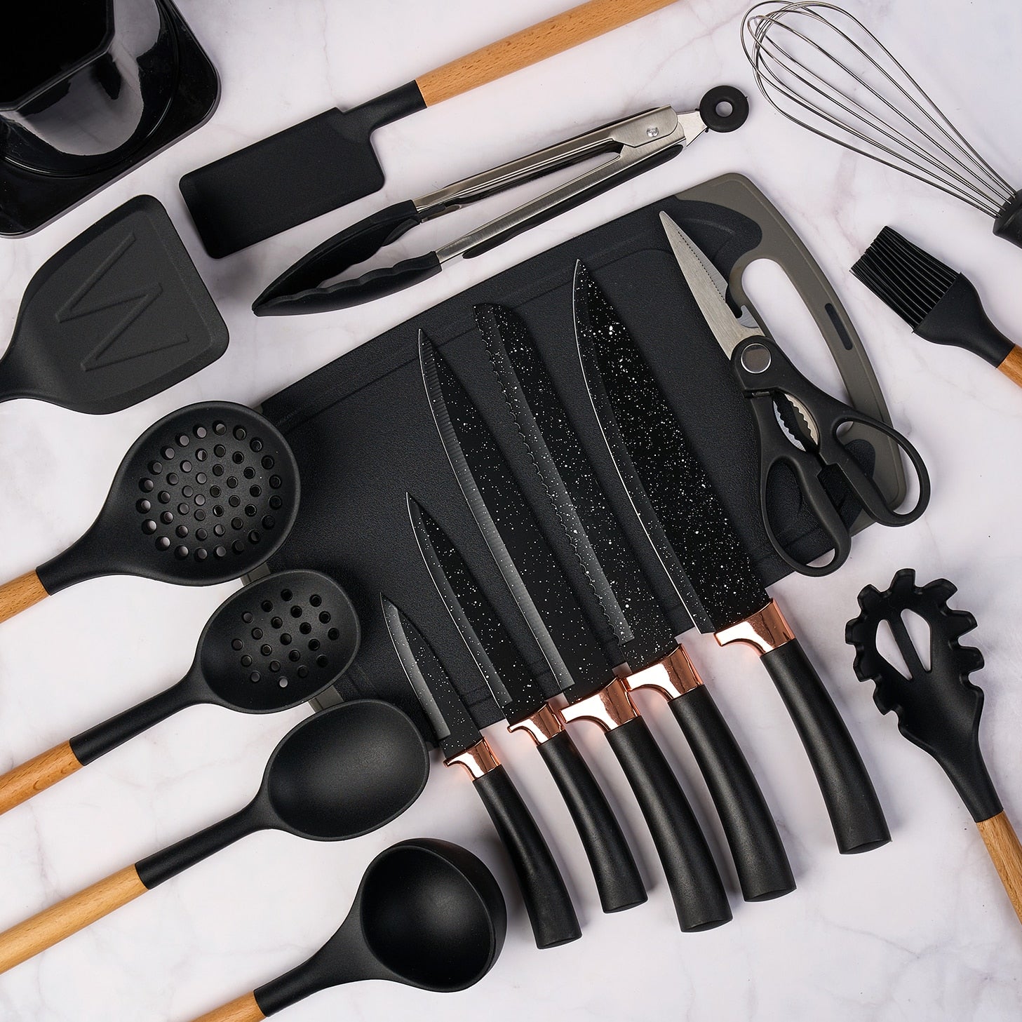 Acquista Utensili da cucina in silicone nero Set utensili da